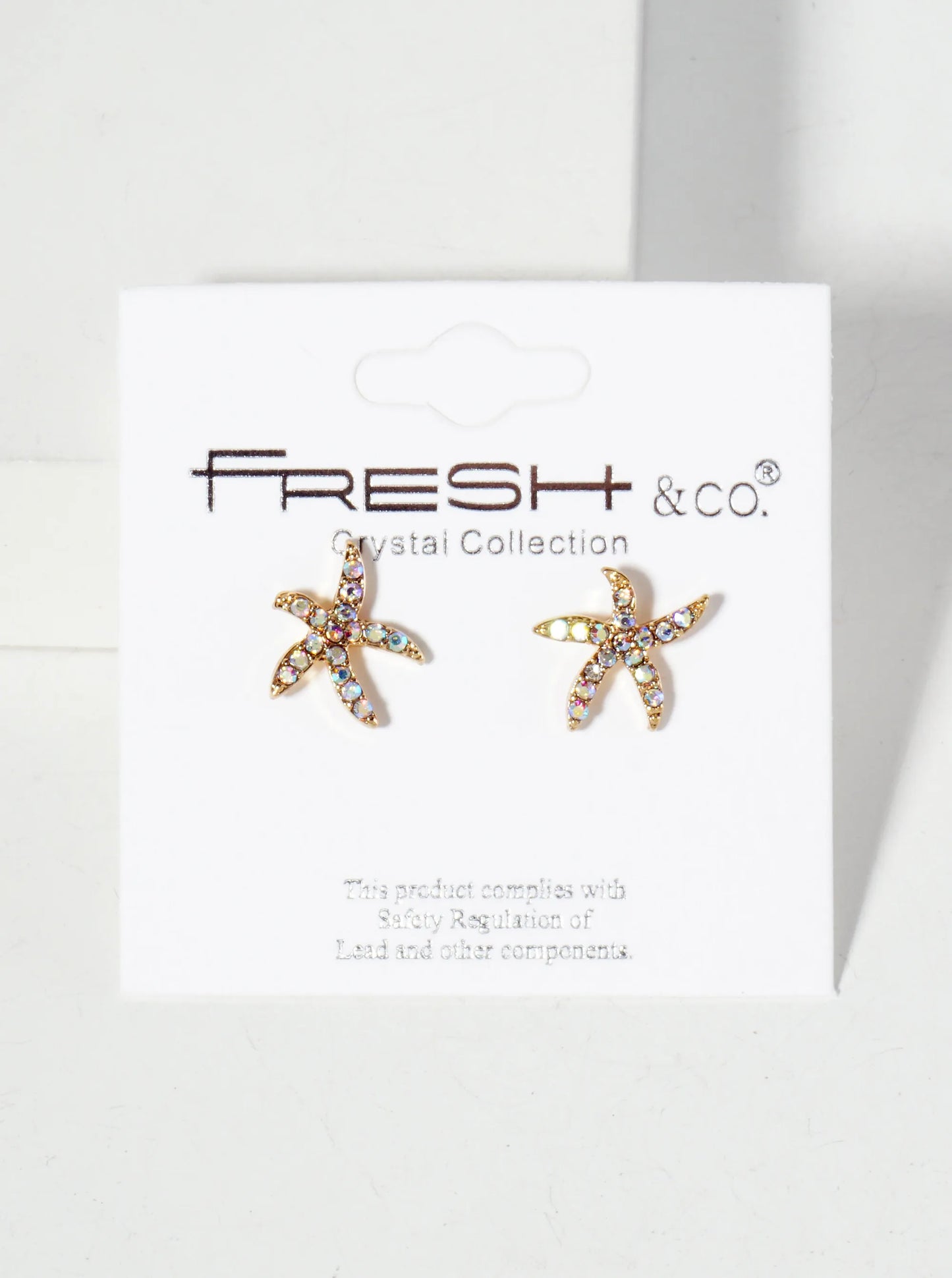 Sea-Life Crystal-Pave 13mm Starfish Stud Earrings