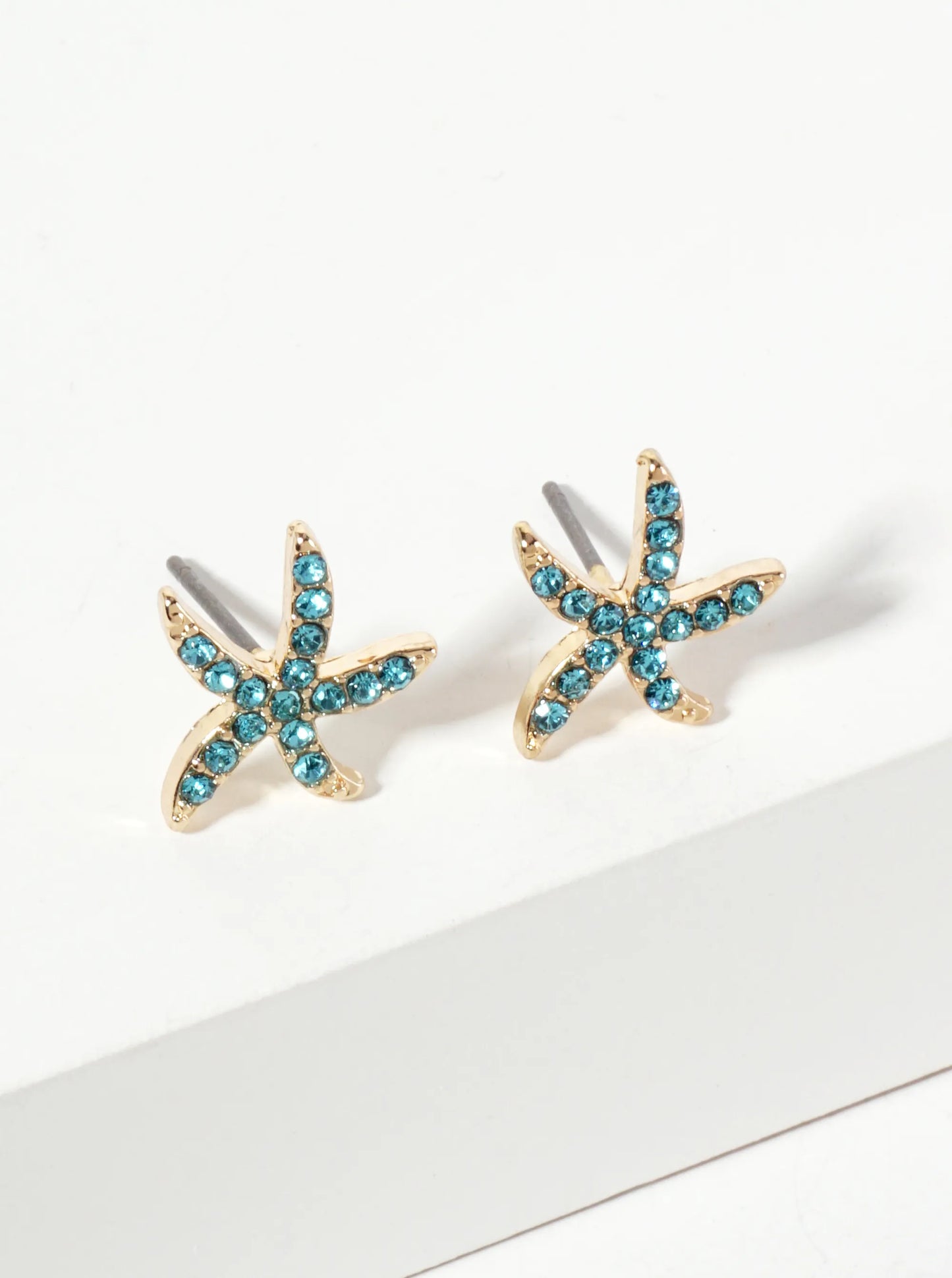Sea-Life Crystal-Pave 13mm Starfish Stud Earrings