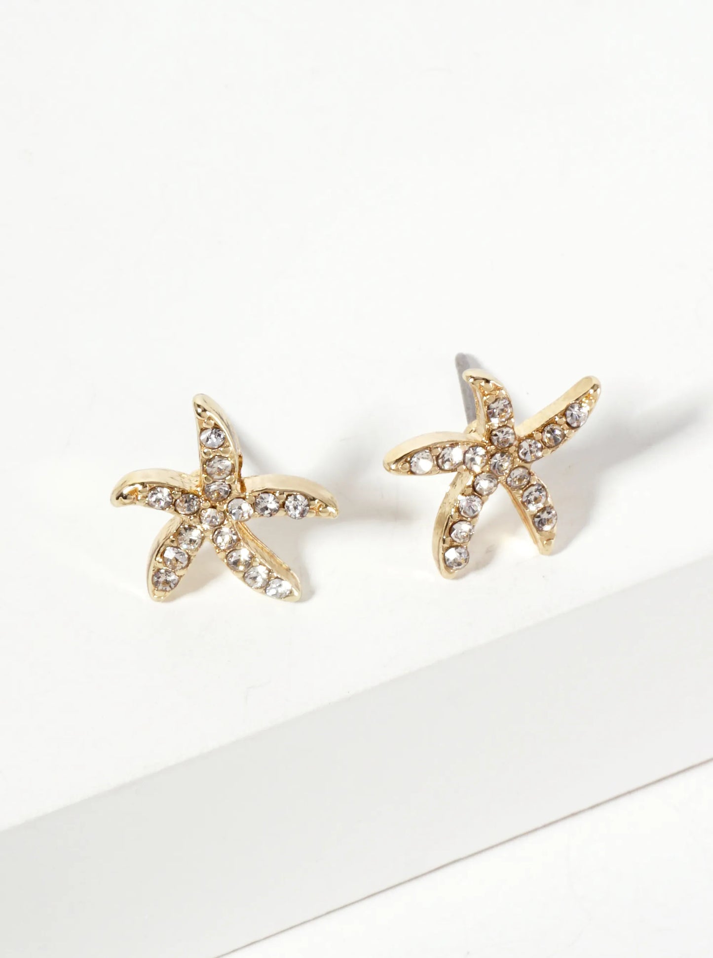 Sea-Life Crystal-Pave 13mm Starfish Stud Earrings