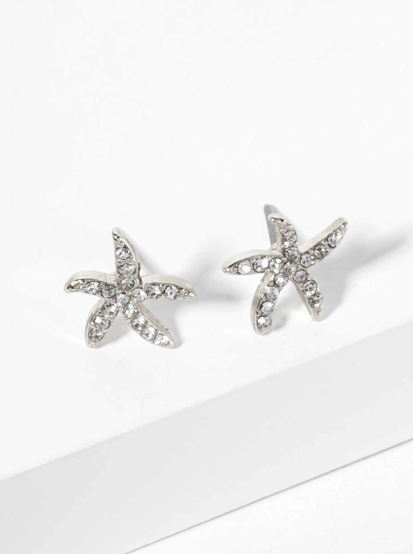 Sea-Life Crystal-Pave 13mm Starfish Stud Earrings