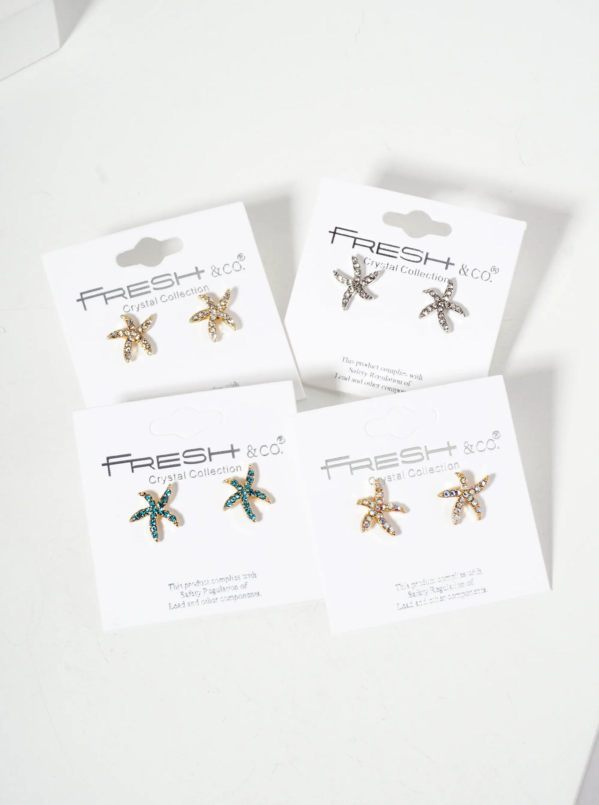 Sea-Life Crystal-Pave 13mm Starfish Stud Earrings
