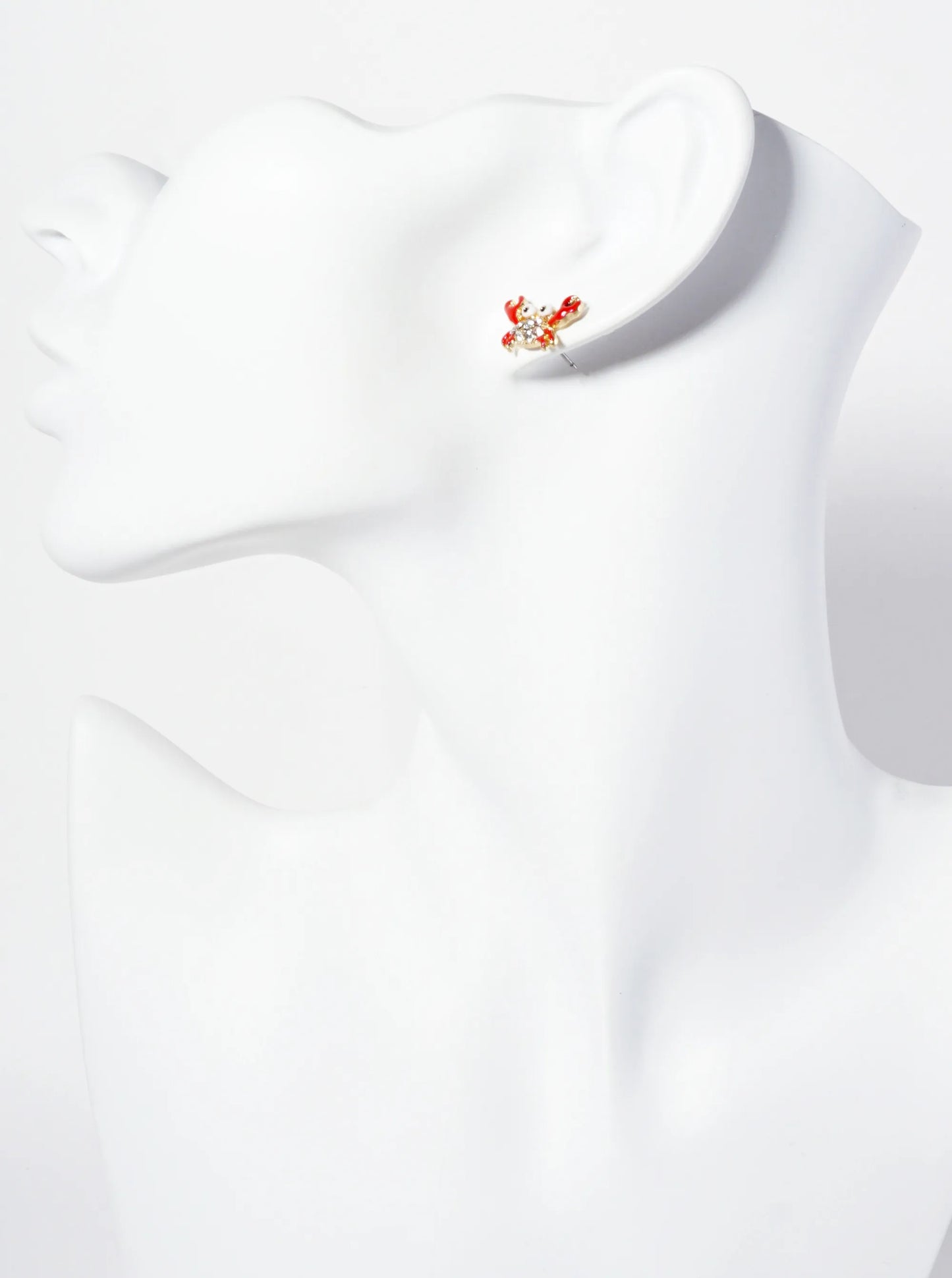 Sea-Life Crystal-Pave Enamel Fun Crab Stud Earrings