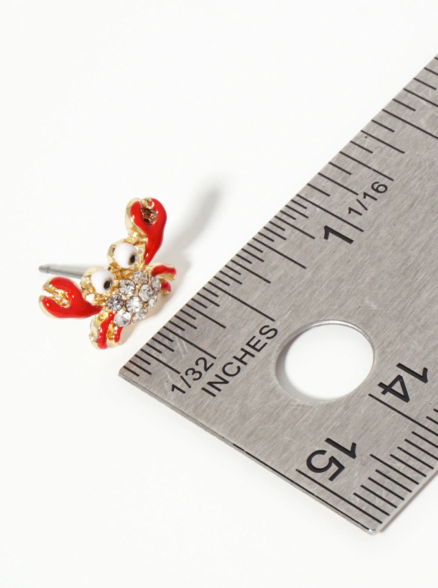 Sea-Life Crystal-Pave Enamel Fun Crab Stud Earrings