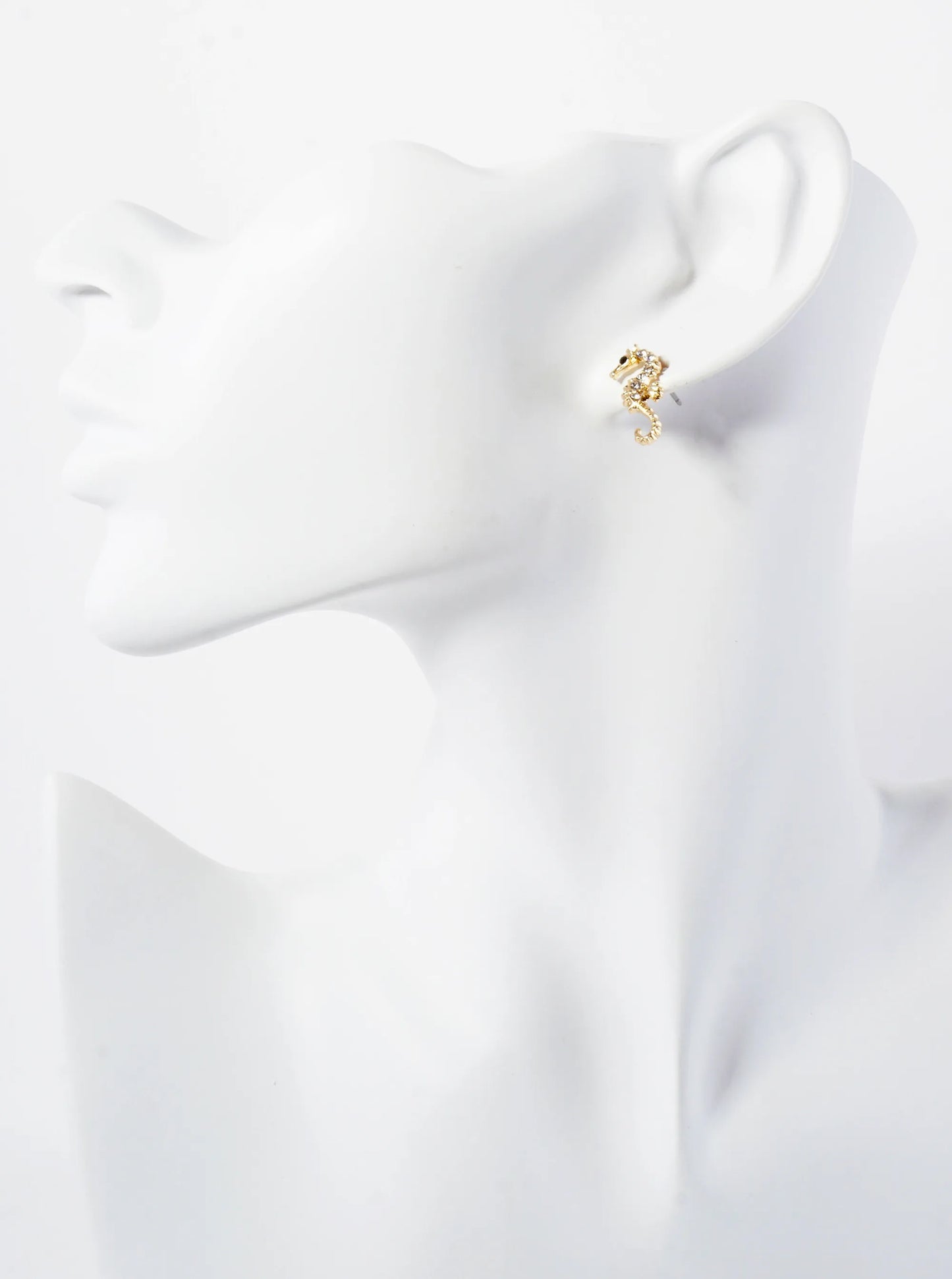 Sea-Life Crystal-Pave Seahorse Stud Earrings