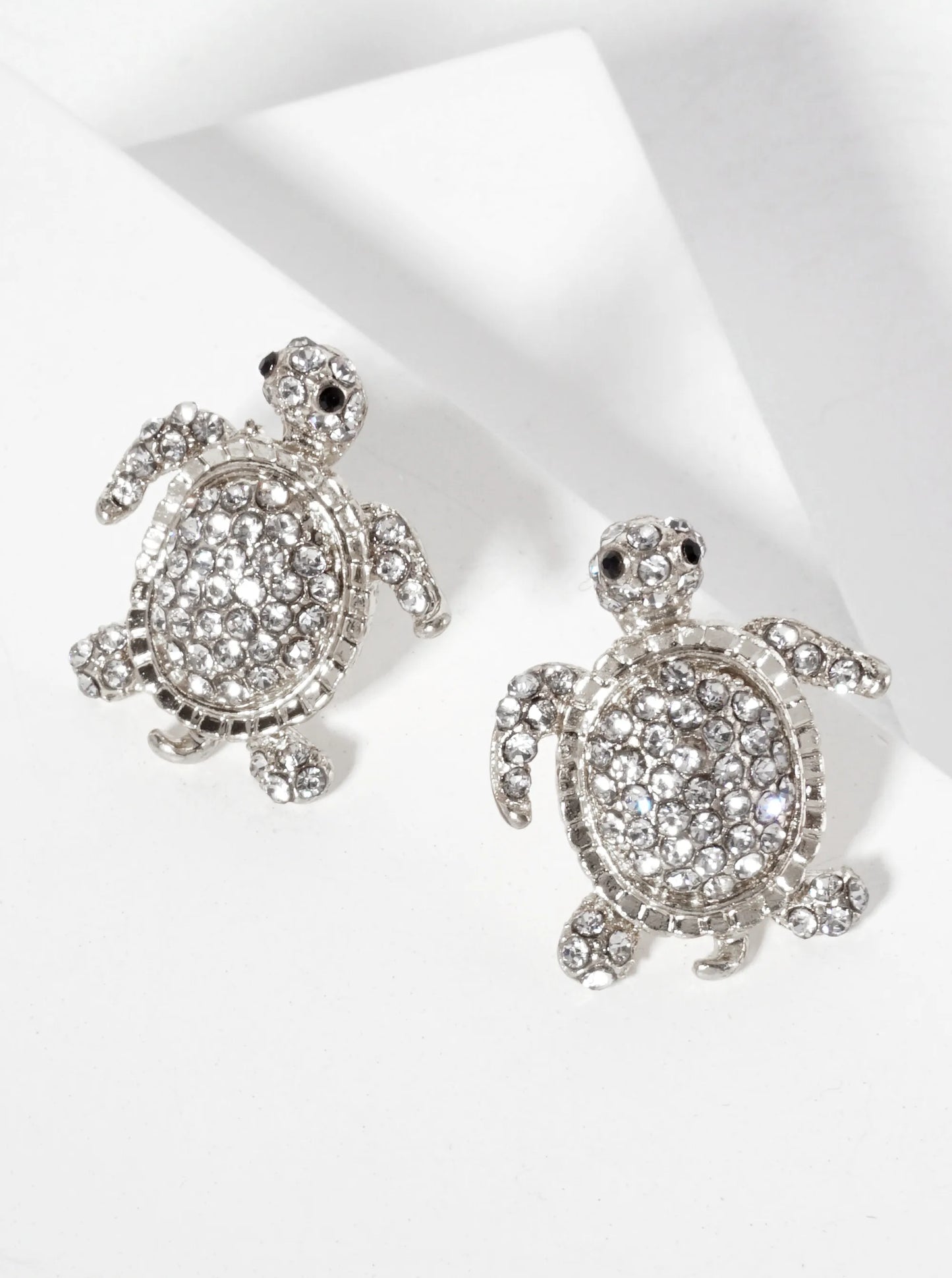 Sea-Life Crystal-Pave Turtle Stud Earrings