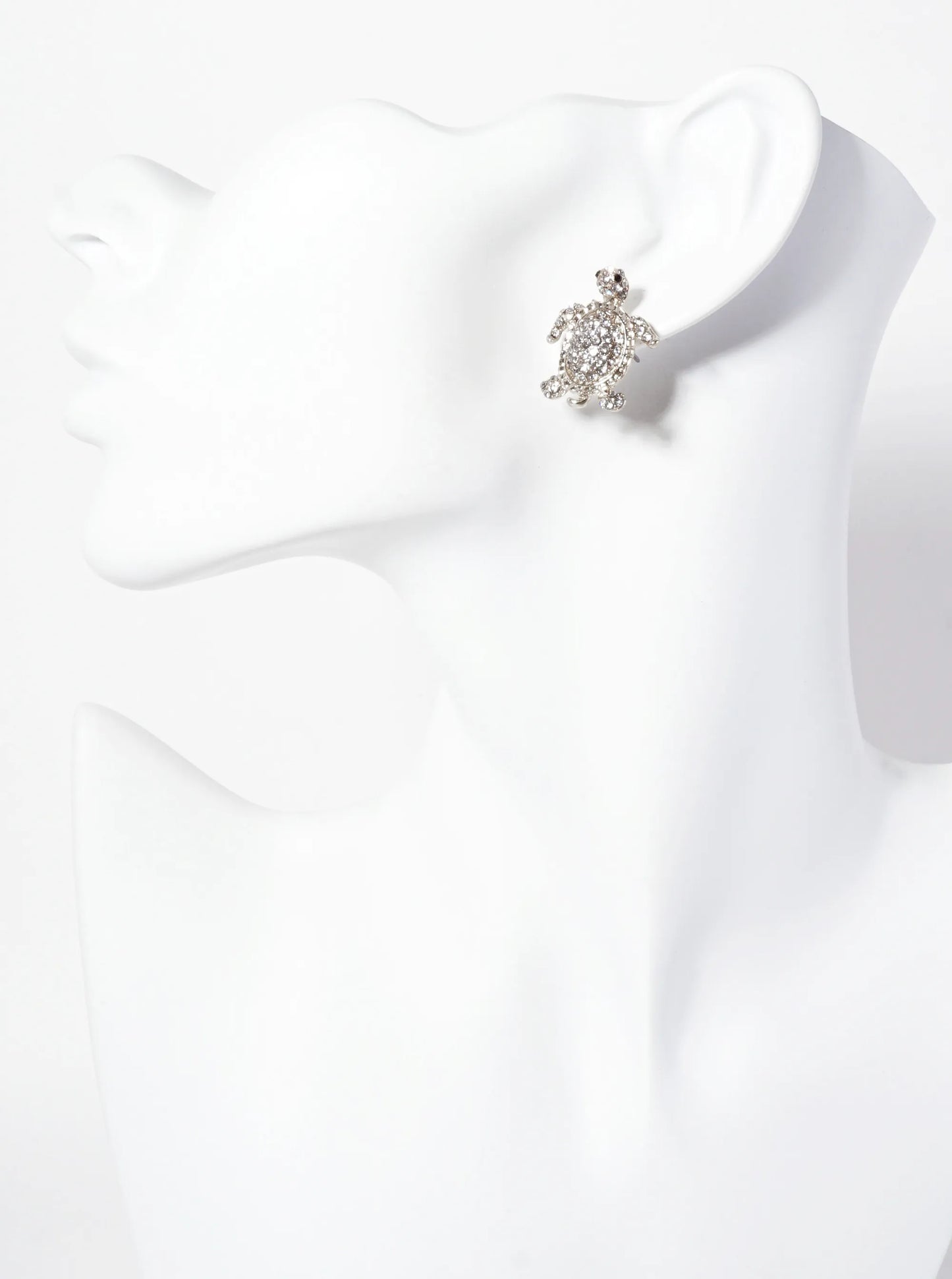Sea-Life Crystal-Pave Turtle Stud Earrings