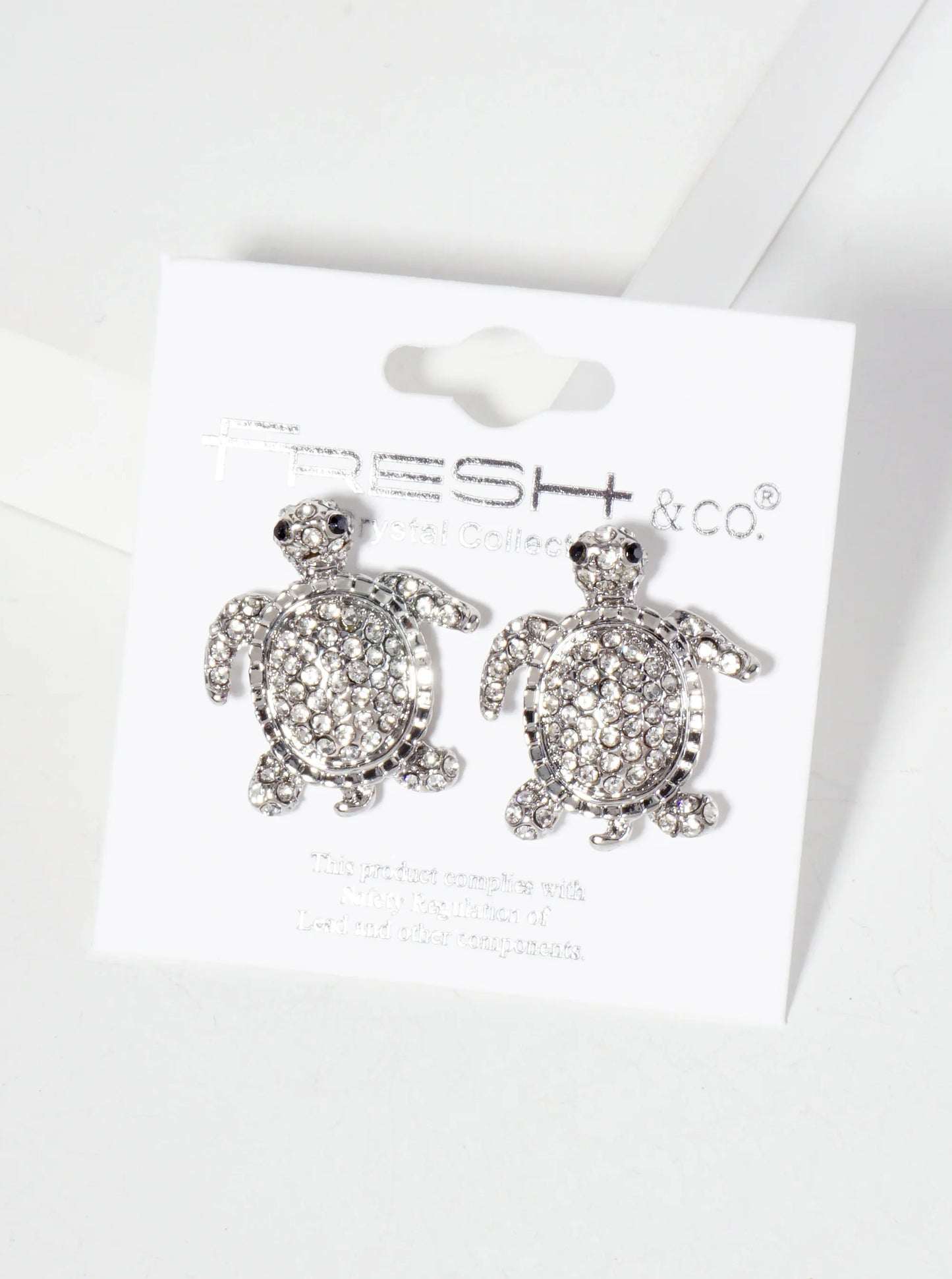 Sea-Life Crystal-Pave Turtle Stud Earrings