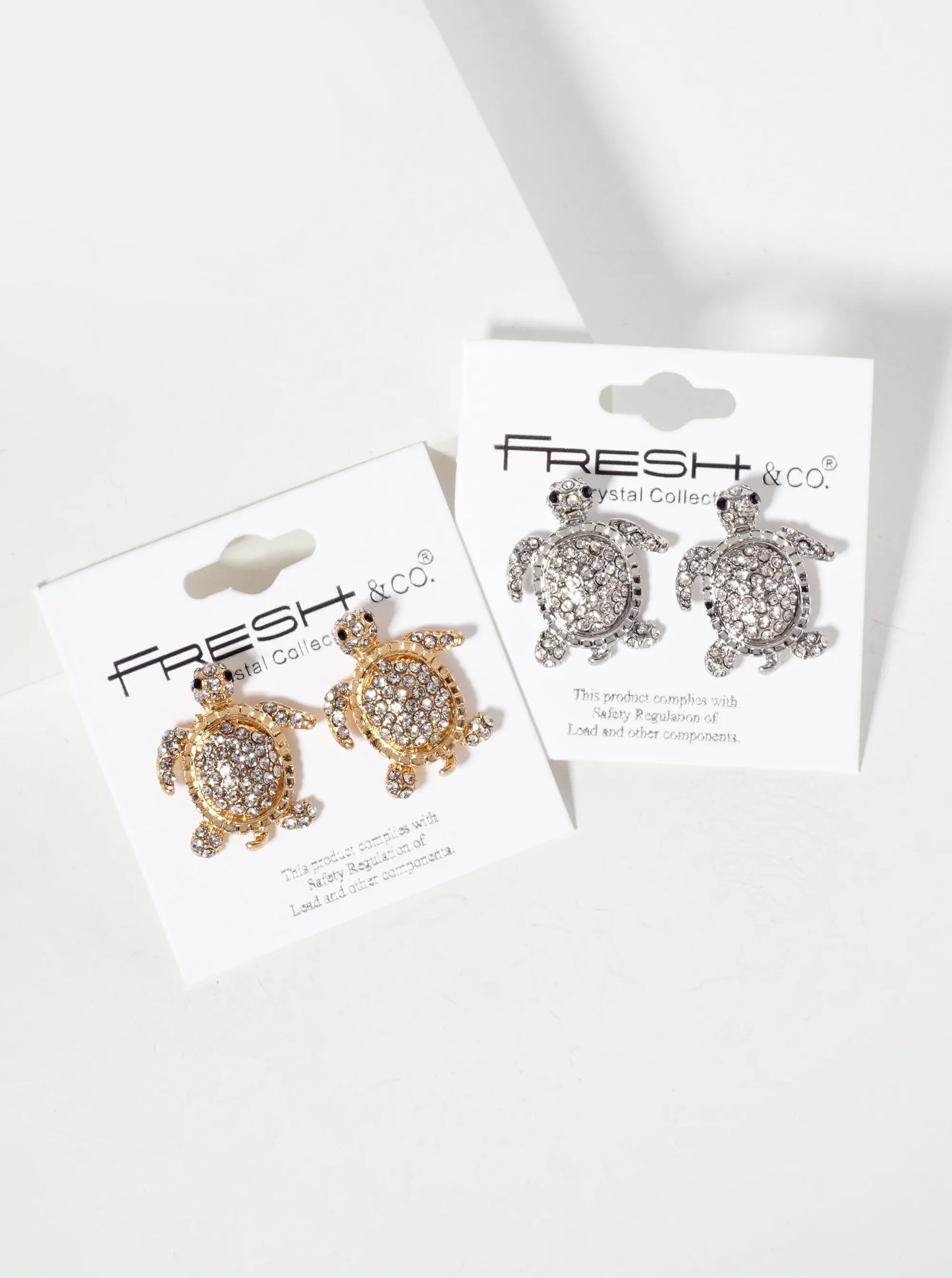 Sea-Life Crystal-Pave Turtle Stud Earrings