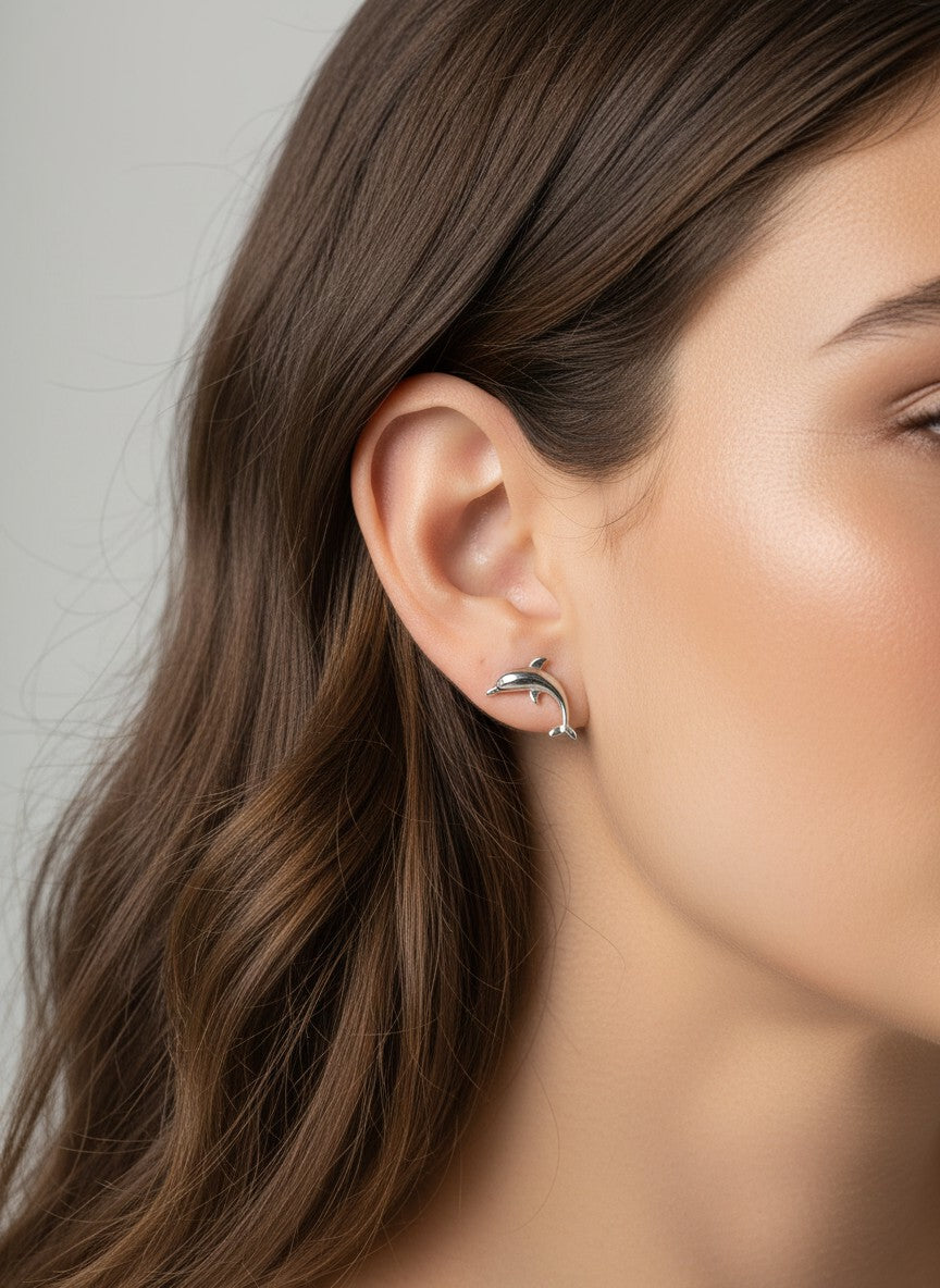 Sea Life Dolphin Stud Earrings