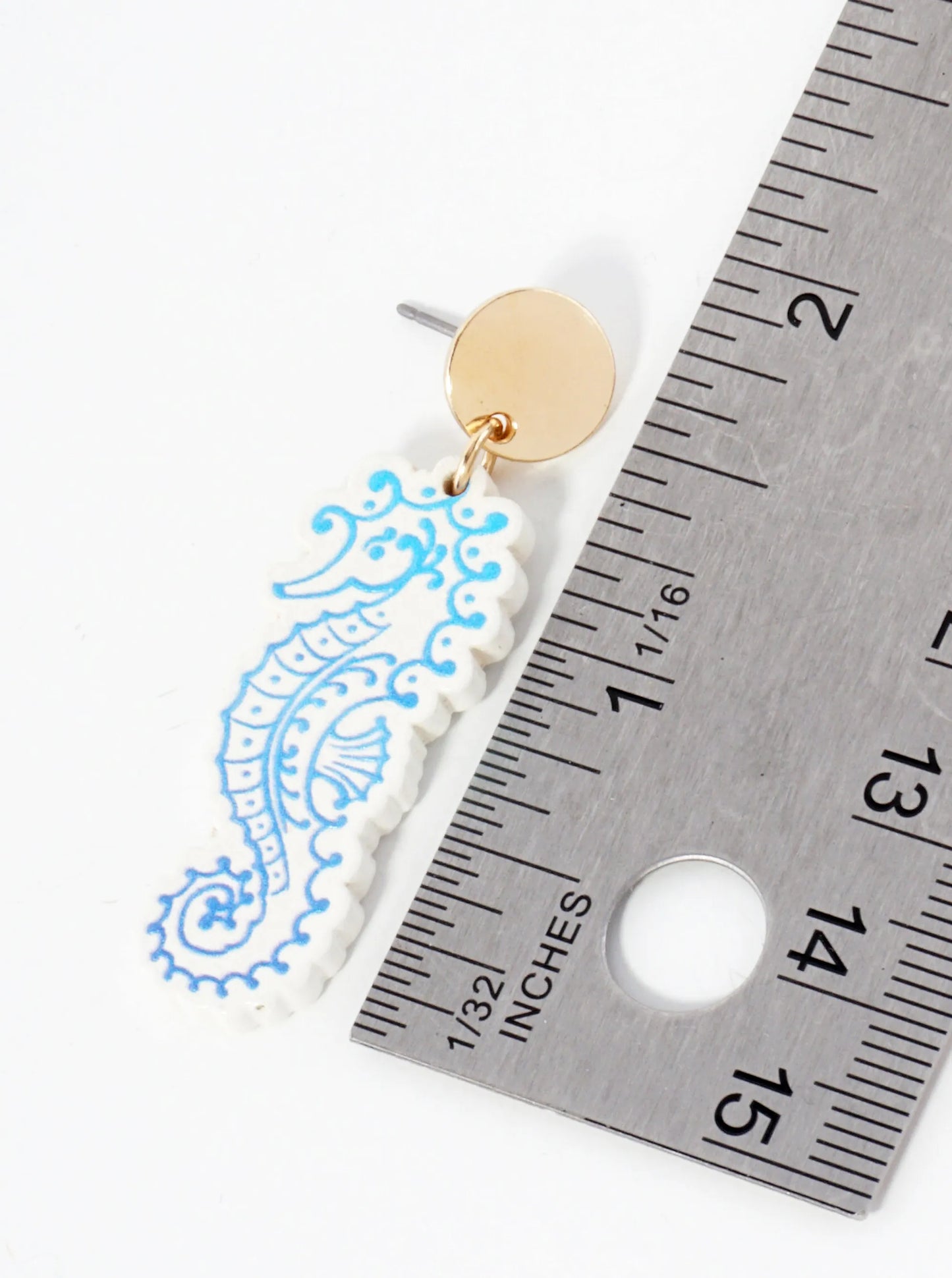 Sea-Life Laser-Cut Wood Seahorse Dangle Drop Earrings