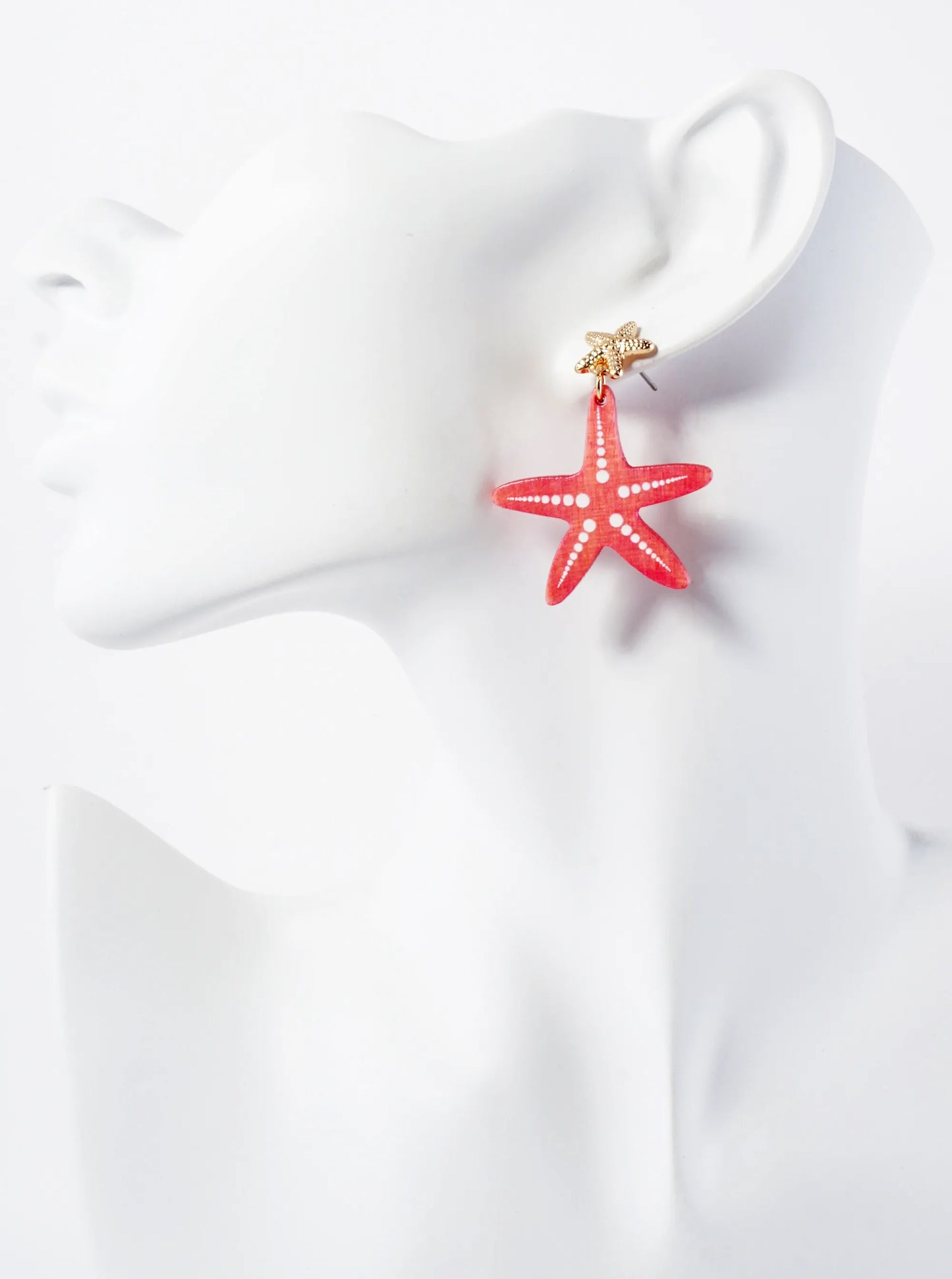 Sea-Life Laser-Cut Wood Starfish Drop Dangle Earrings