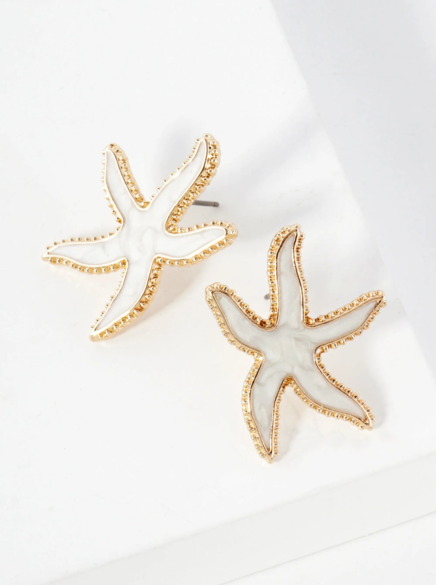 Sea-Life Marble Enamel Filled Starfish Stud Earrings