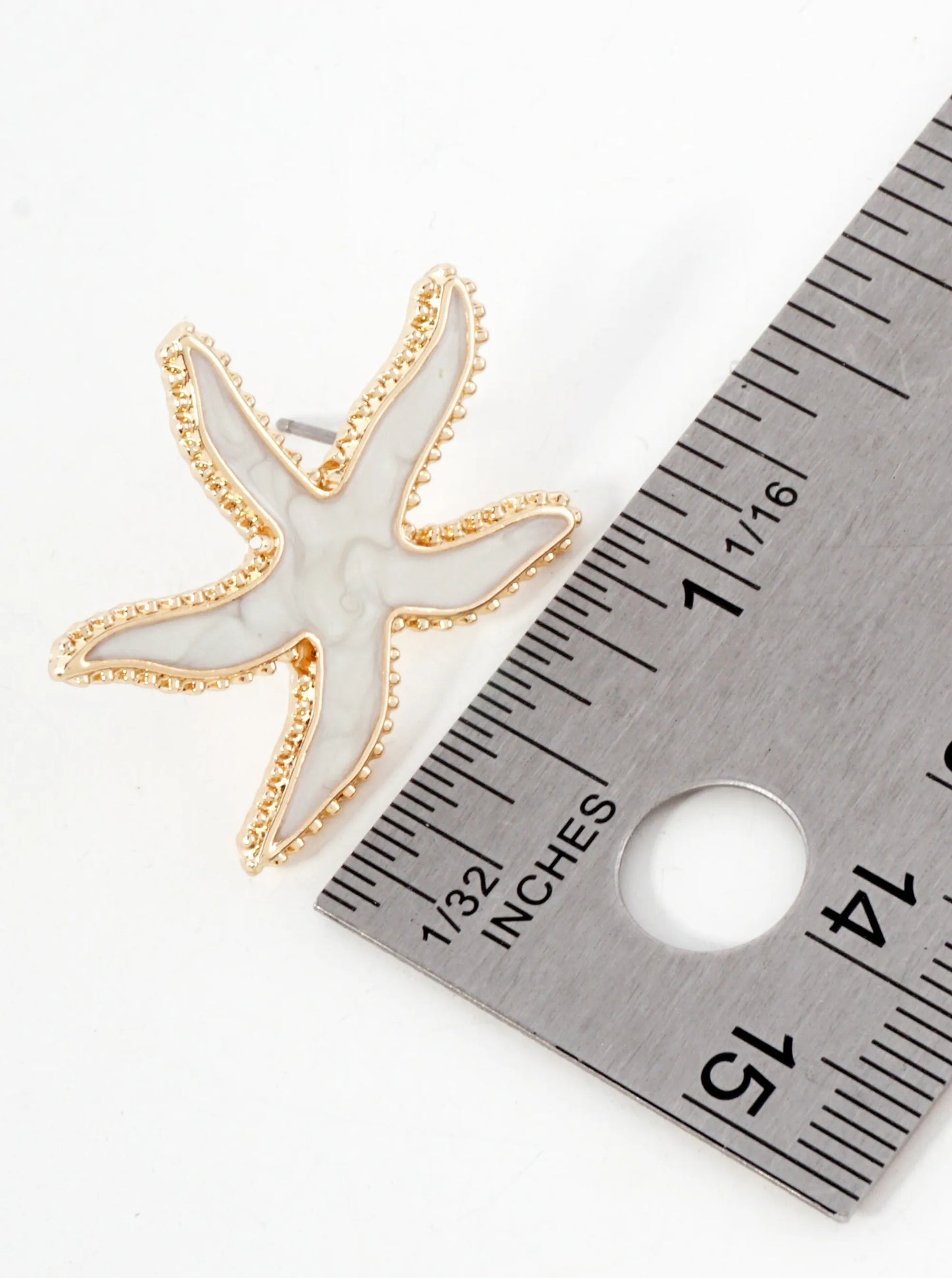 Sea-Life Marble Enamel Filled Starfish Stud Earrings