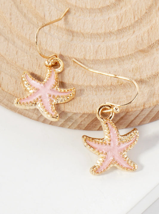 Sea-Life Metal Starfish Drop Dainty Dangle Earrings