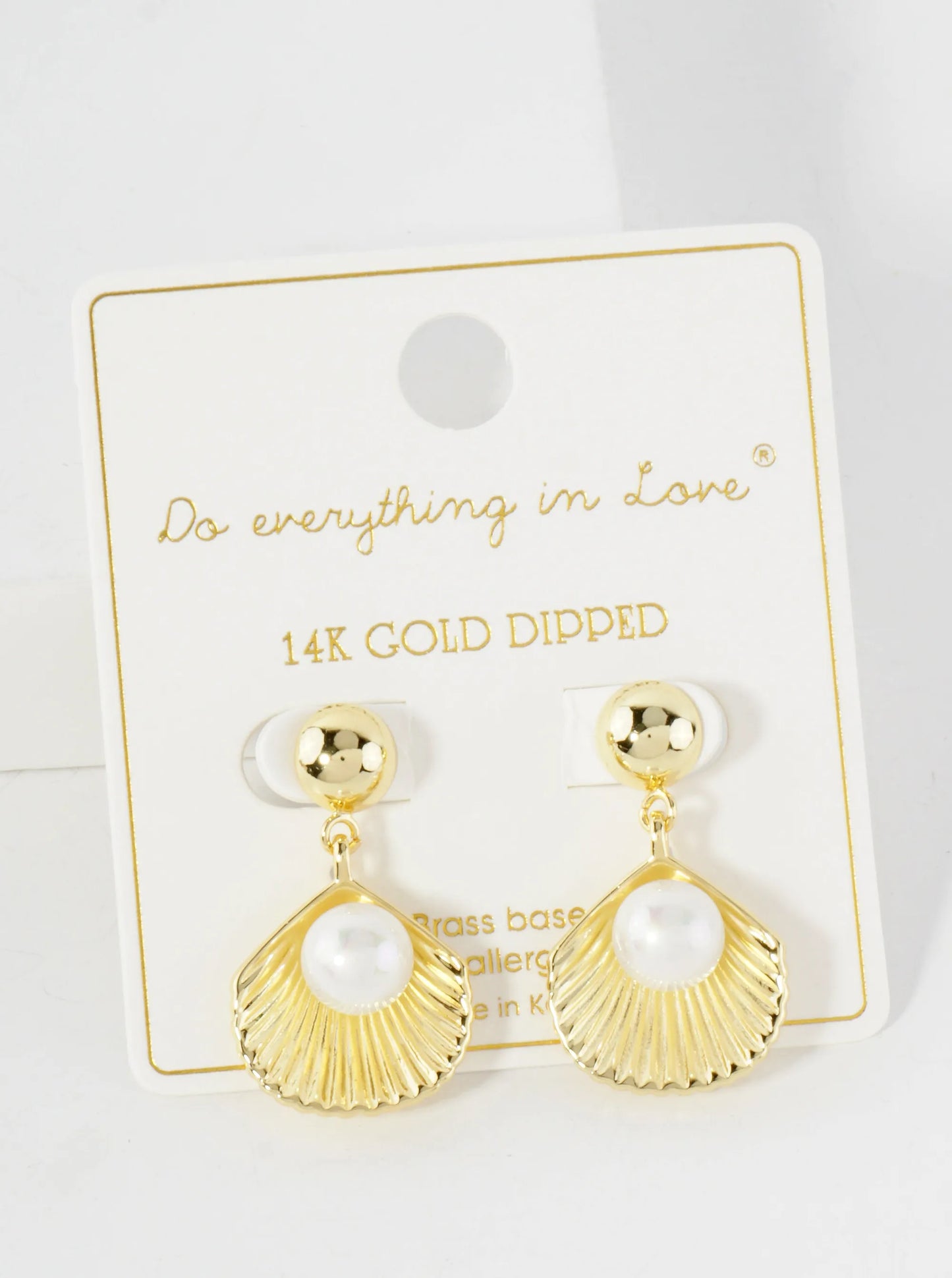 Sea-Life Pearl-Accented Shell 14K-Gold-Dipped Dangle Earrings