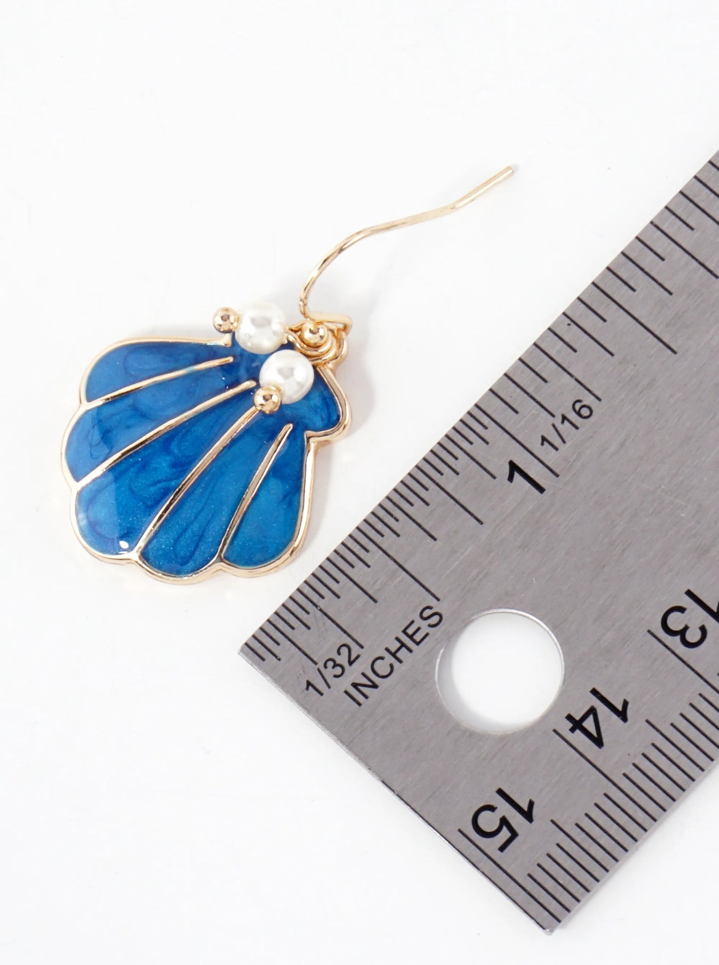 Sea-Life Pearl Enamel Shell Drop Dangle Earrings