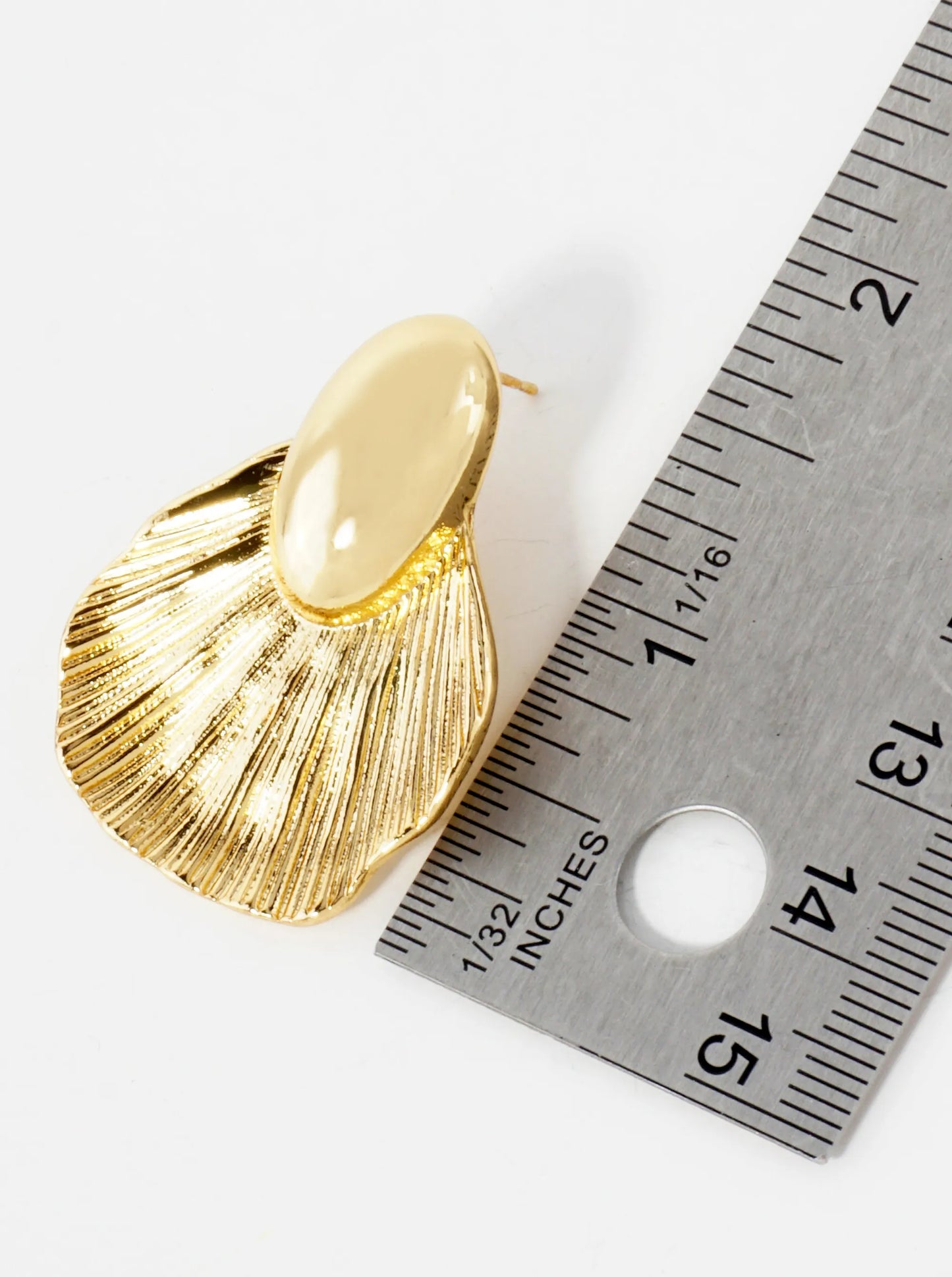 Sea-Life Seashell Inspired 14K-Gold-Dipped Textured Brass Earrings