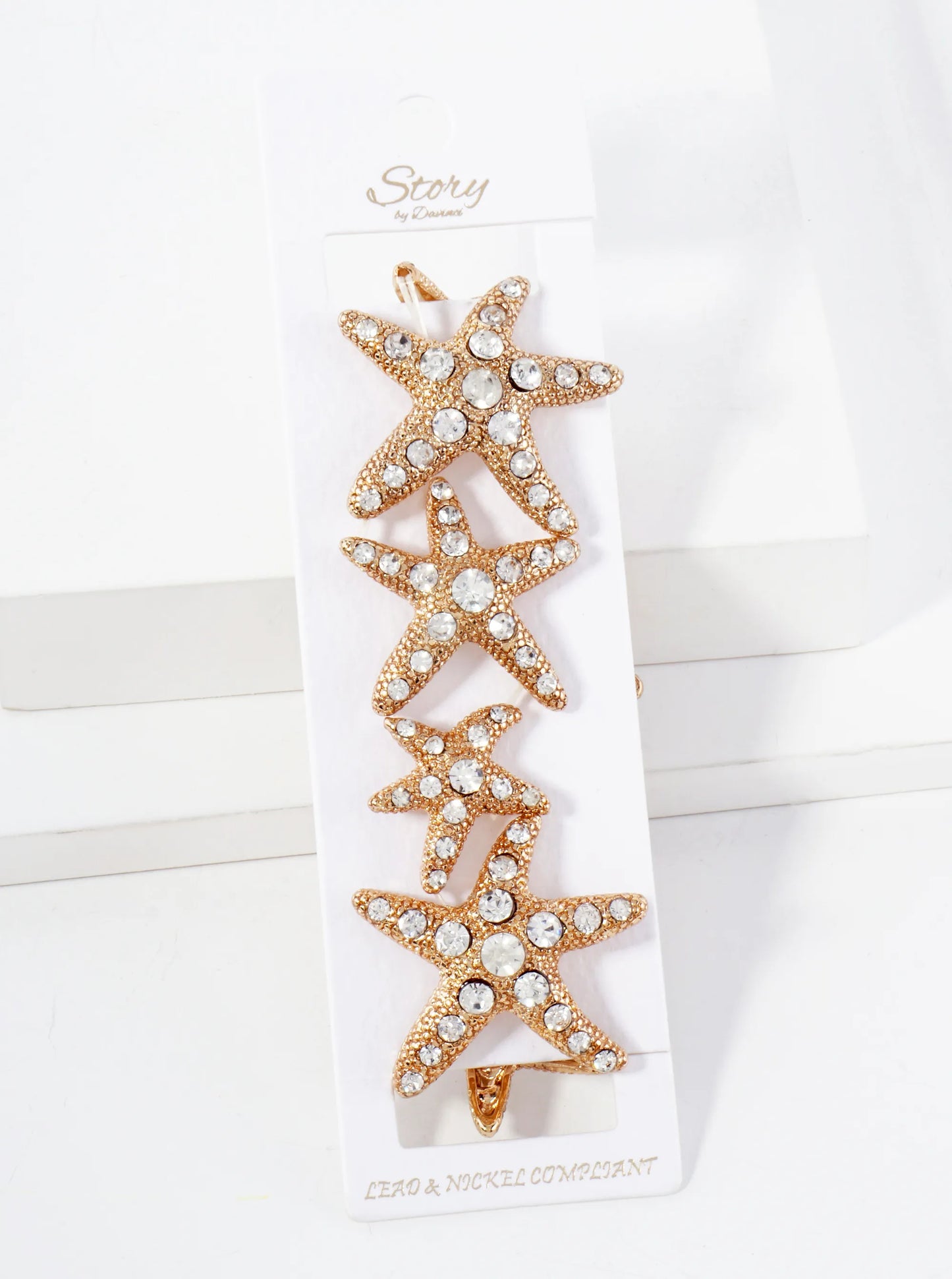 Sea-Life-Theme Crystal-Pave Starfish Stretch Bracelet