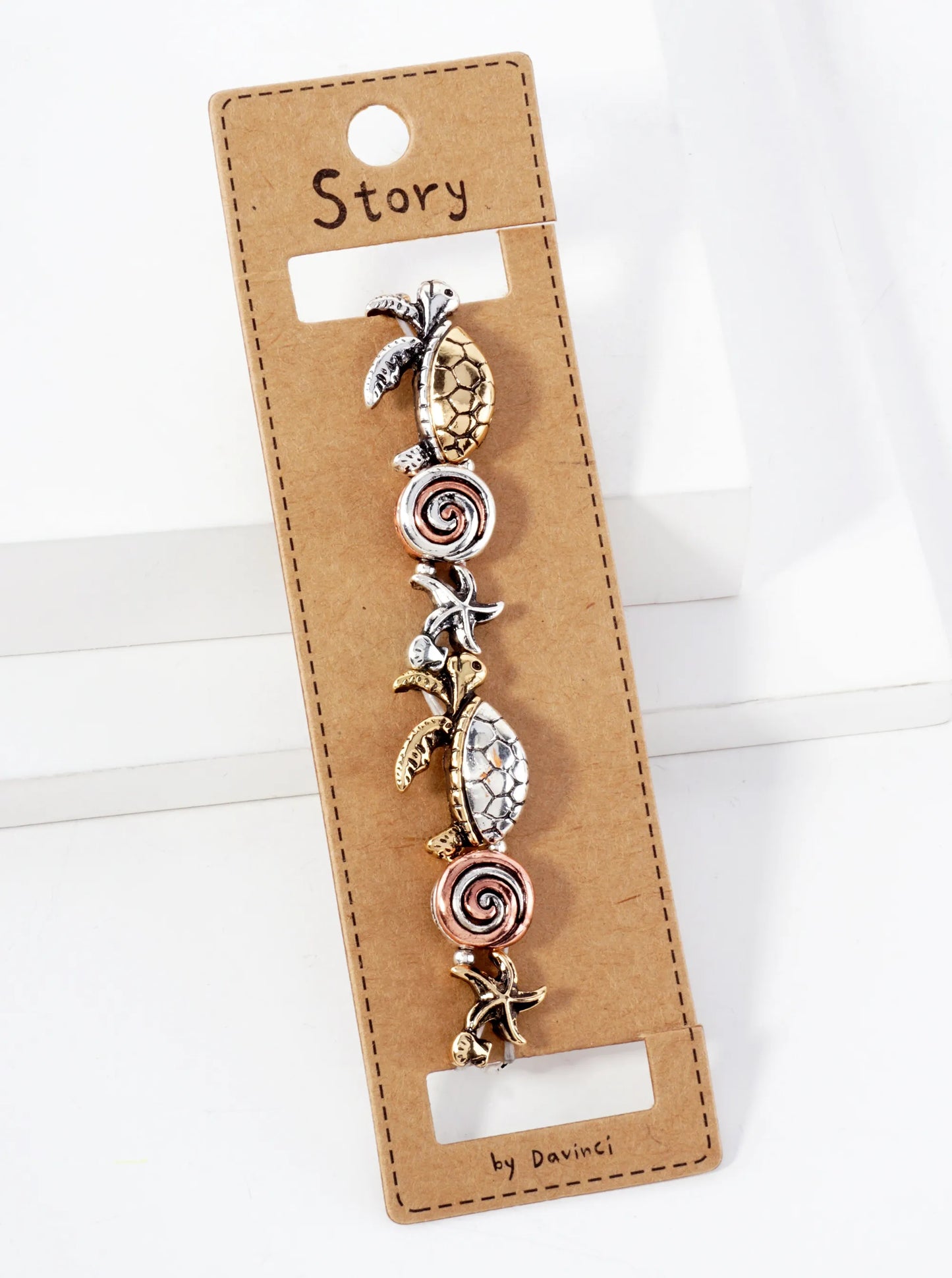 Sea-Life-Theme Turtle Starfish Stretch Bracelet