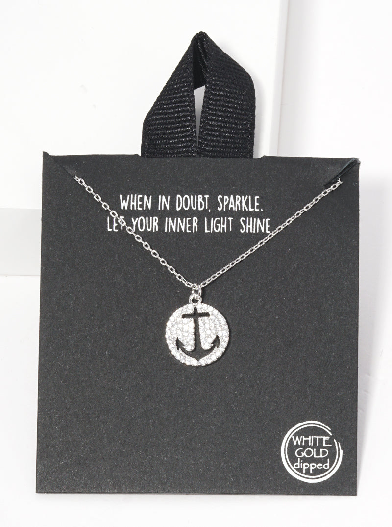 Sealife Nautical Anchor Cz Pendant Delicate Necklace