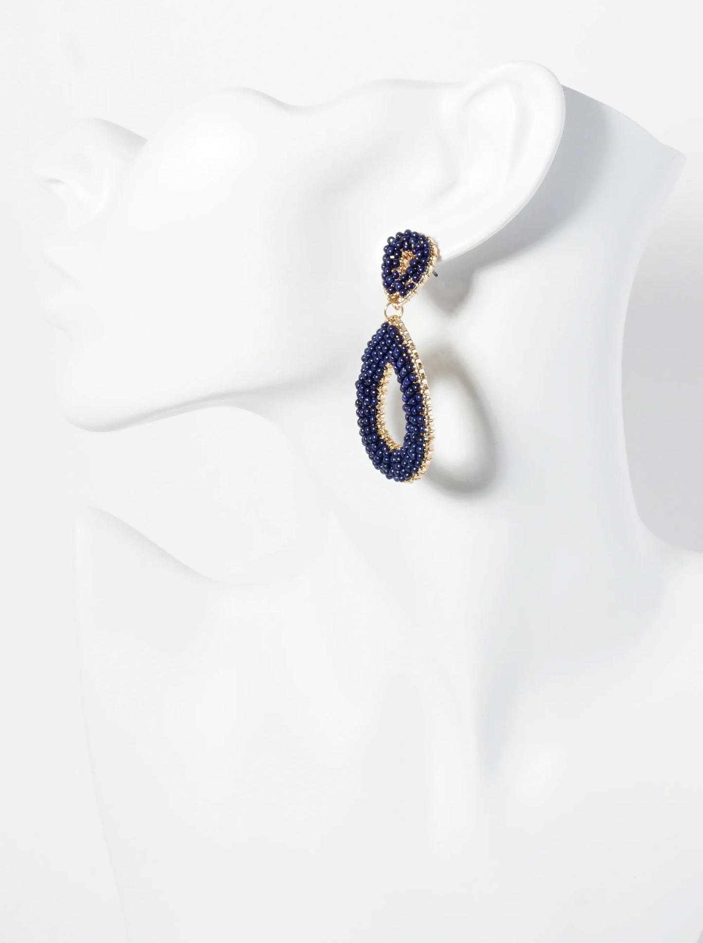 Seed Beaded Double Teardrop Dangle Post Earrings