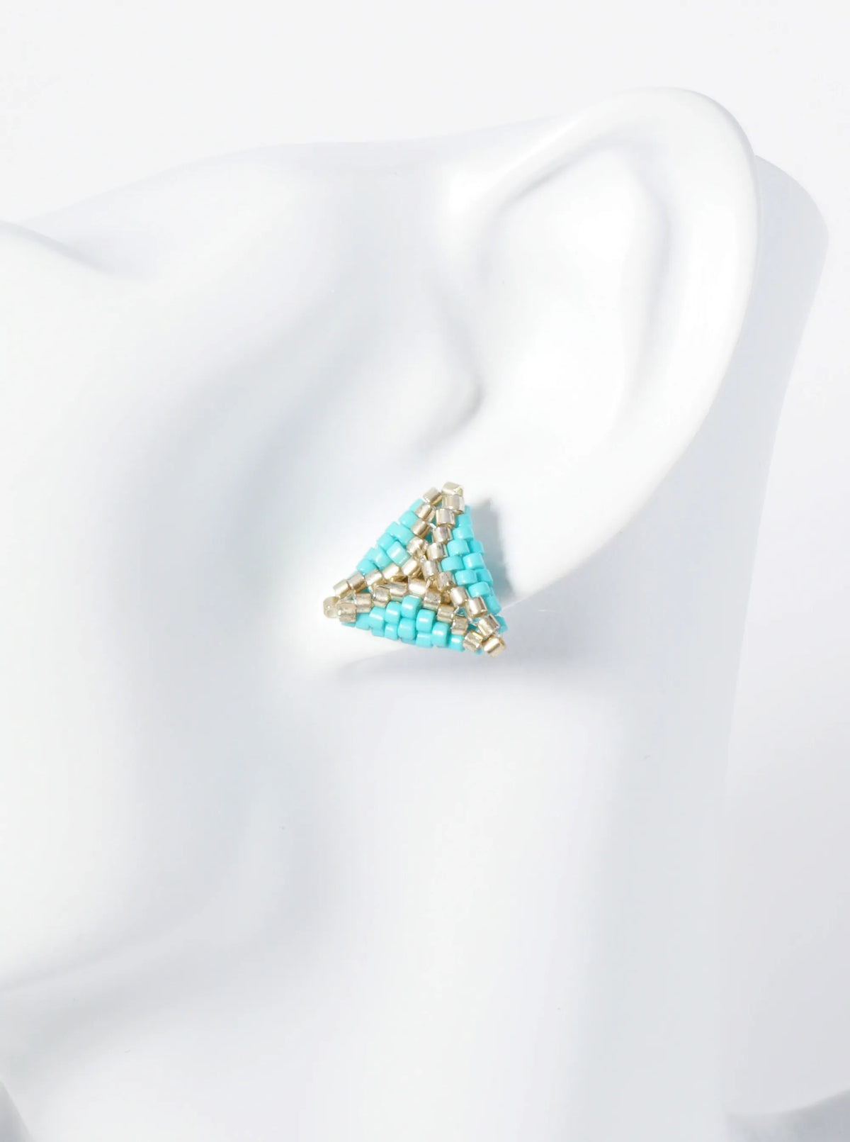 Seed Beaded Triangle Stud Earrings