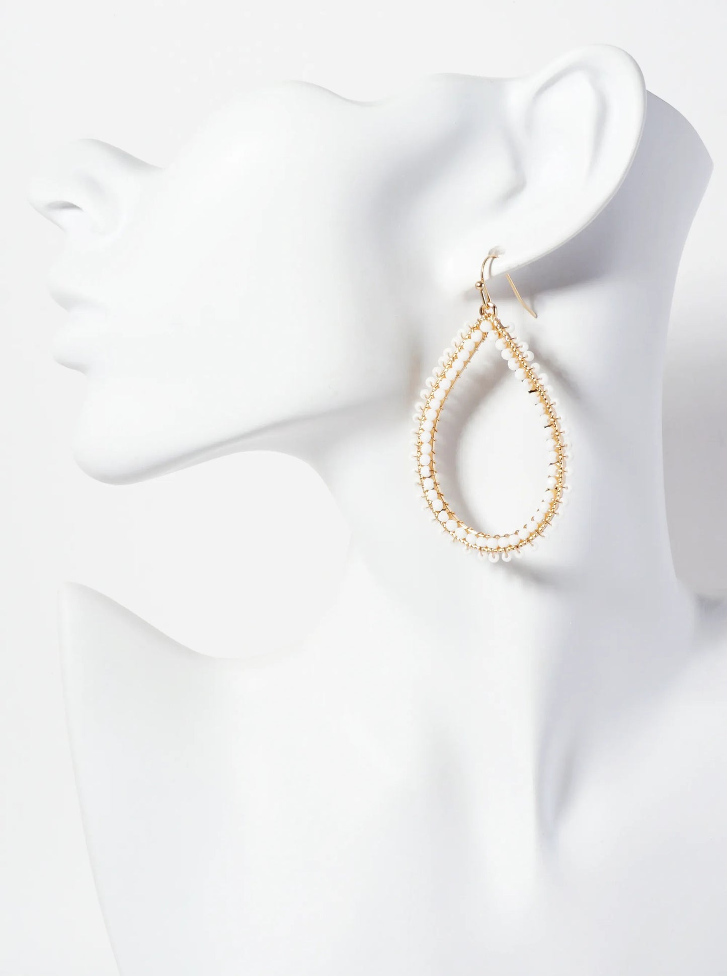 Seed-Beads Wire-Wrapped Teardrop Dangle Earrings
