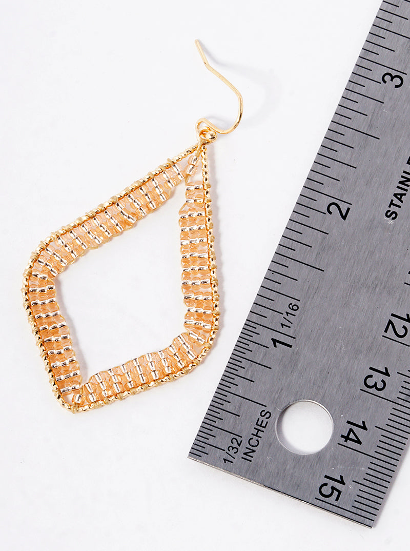 Seed Beaded Marquise Dangle Drop Earrings