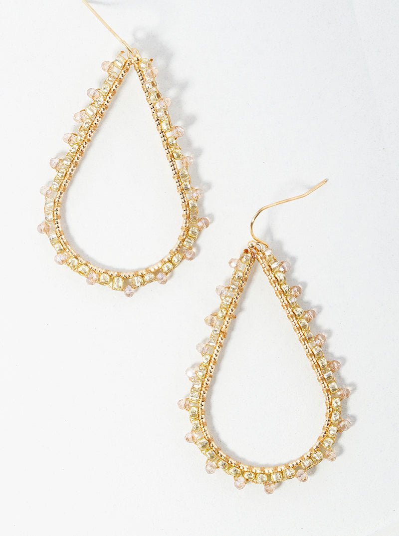 Seed Beaded Teardrop Dangle Drop Earrings
