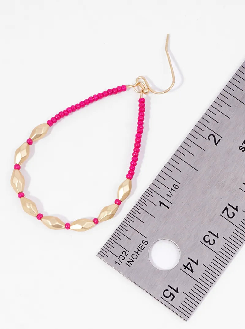 Seed Beaded Teardrop Dangle Drop Earrings