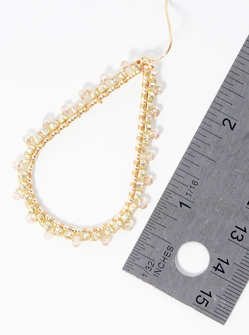 Seed Beaded Teardrop Dangle Drop Earrings