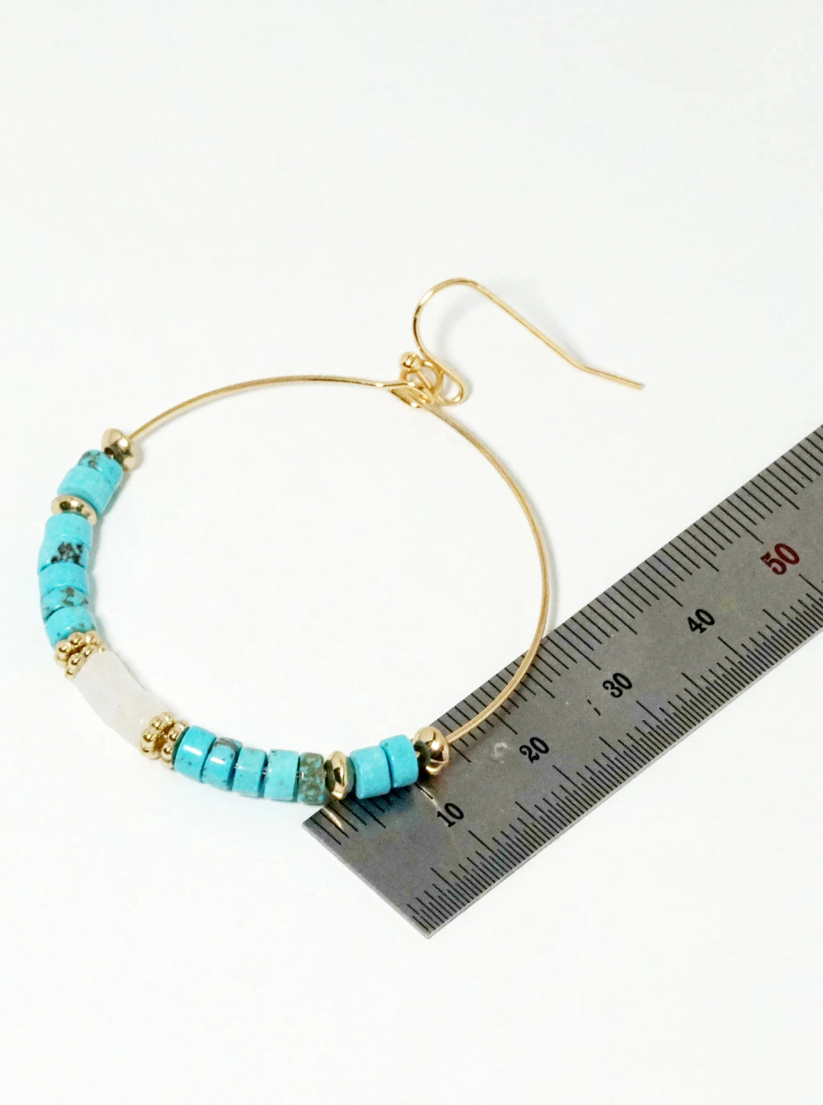 Semi-Precious Natural Stone Beaded Wire Circle Dangle Drop Earrings