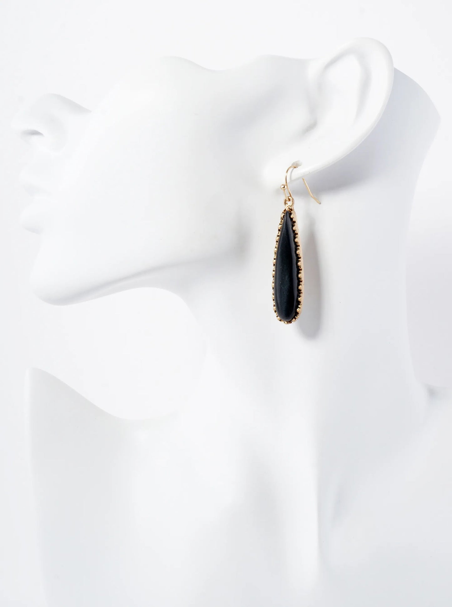 Semi-Precious Natural-Stone Elongated Teardrop Dangle Earrings
