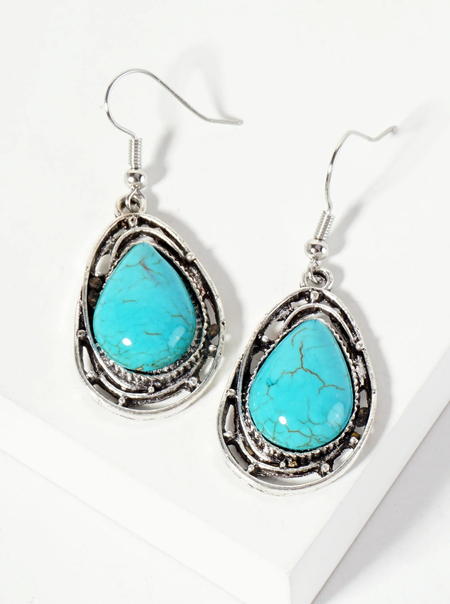 Semi-Precious Natural-Stone Teardrop Dangle Earrings