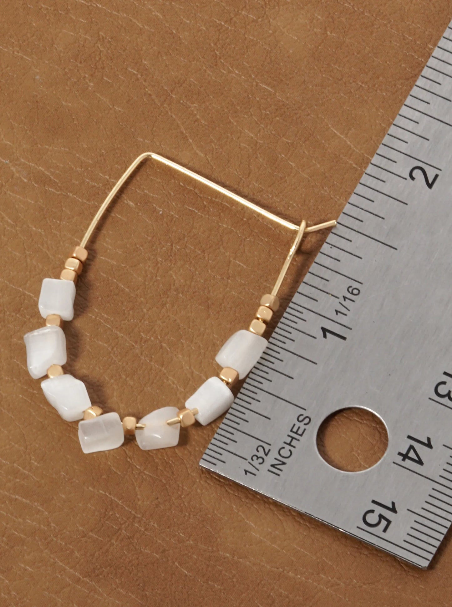 Semi-Precious Natural Stone U-Shaped Hoop Earrings