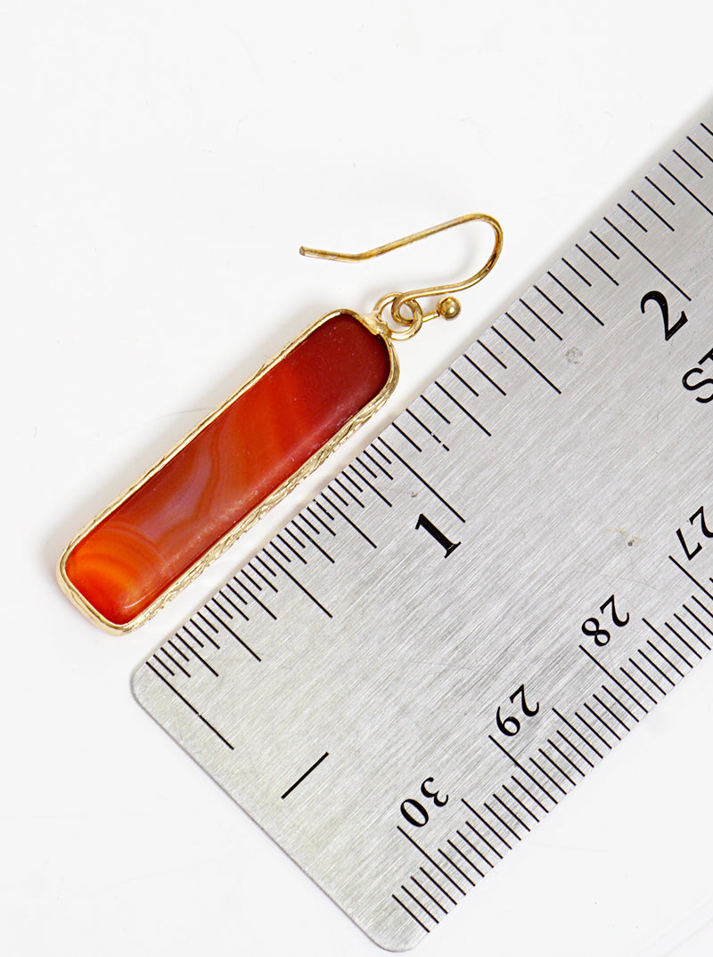 Semi-precious Natural Stone Rectangle Bar Dangle Drop Earrings