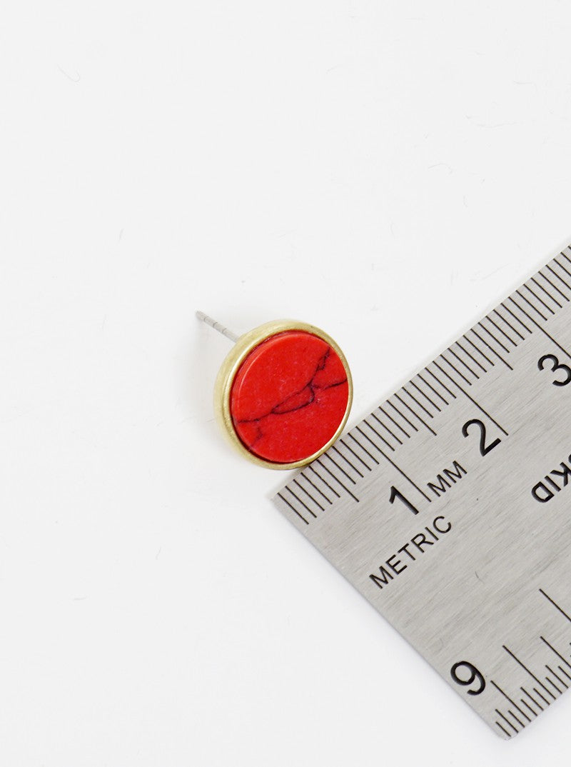 Semi Precious Natural Stone Round Post Stud Earrings