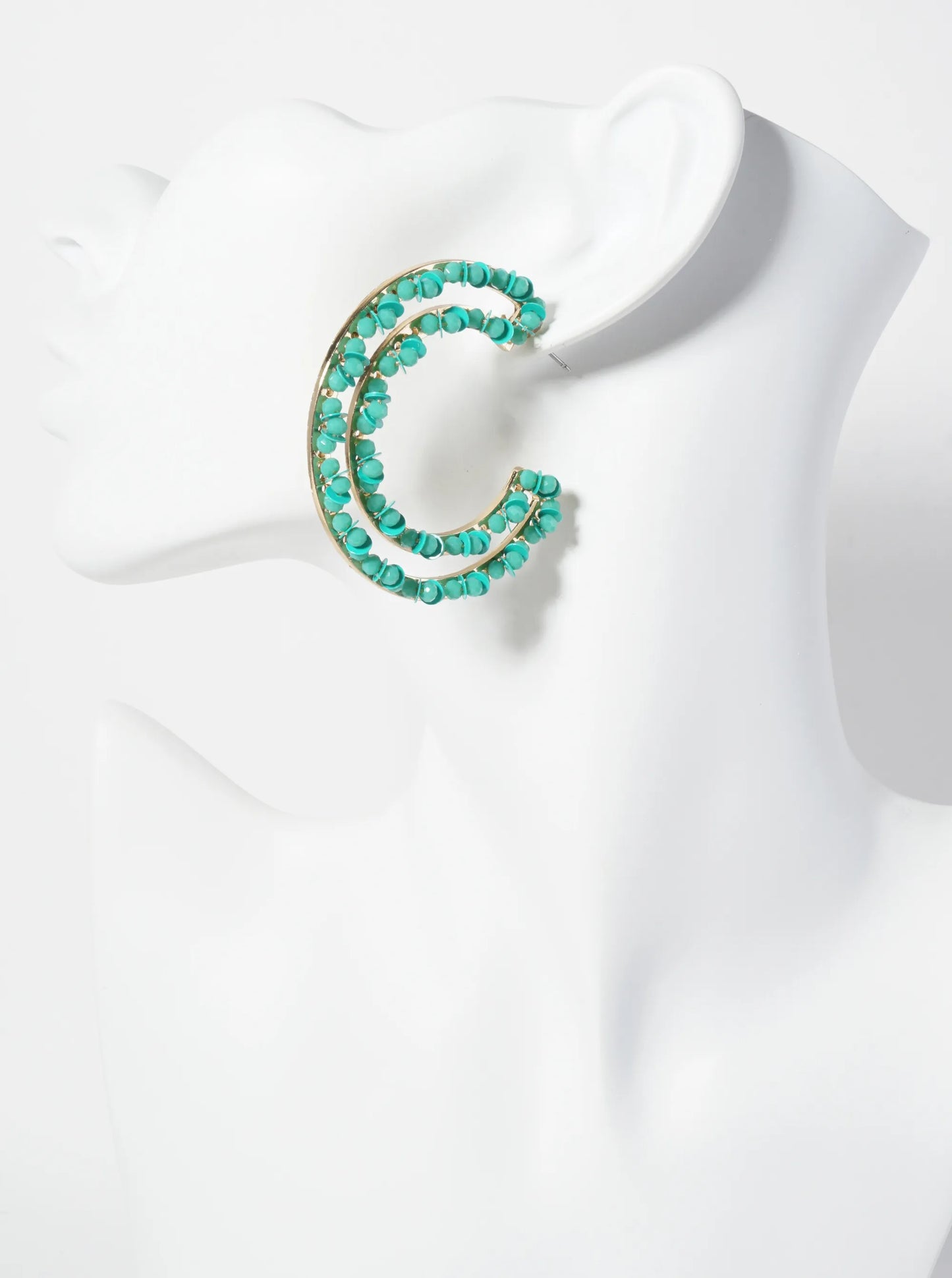 Sequin And Glass-Beaded 50mm Statement Open Hoop Earrings