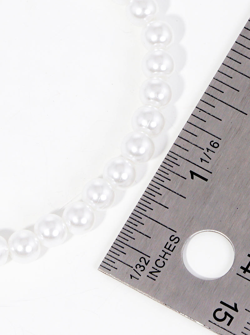 Set Of 10 6mm Pearl Bead Stretch Stackable Bracelet