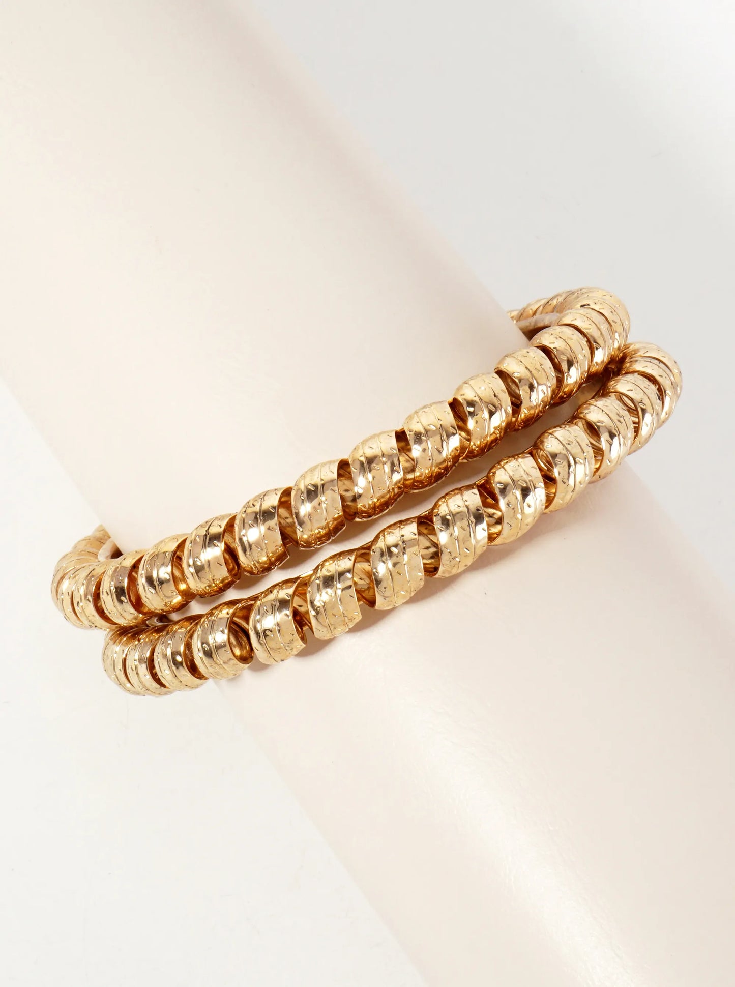 Set-of-2 8mm Textured Spiral Bangle Bracelet