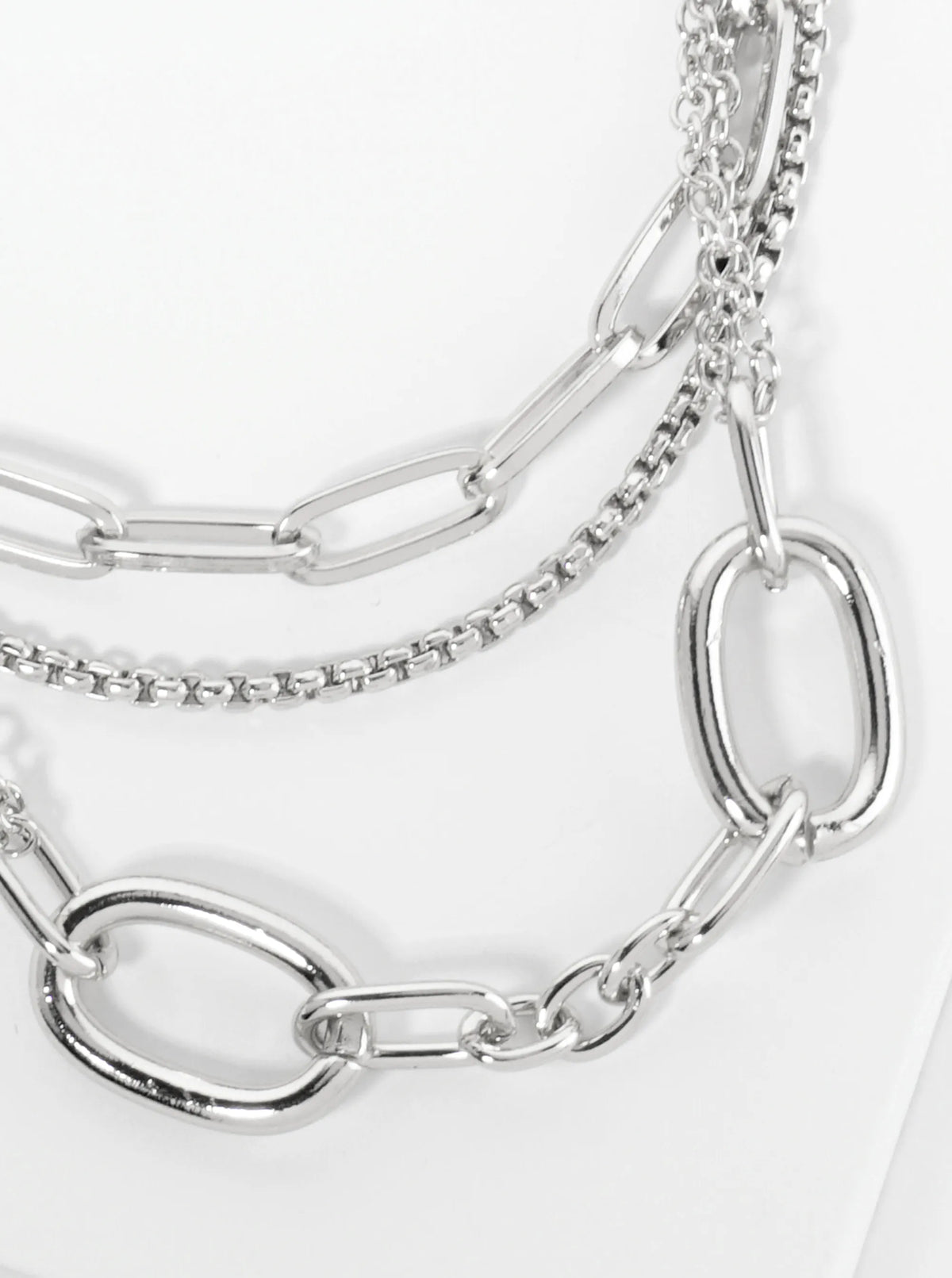 Set Of 2 Polished Metal Layered Link Chain Necklace