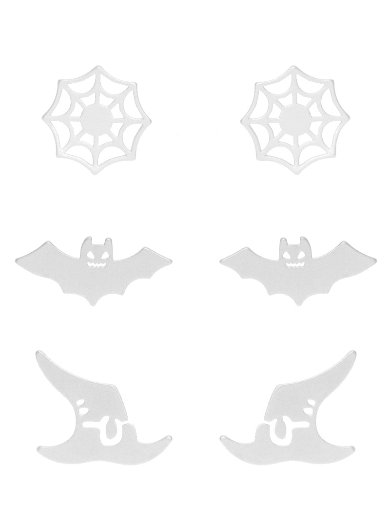 Set Of 3 Halloween Post Stud Earrings