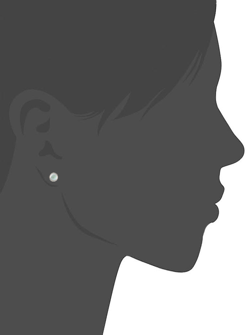 Set Of 3 Moon Stone Round Post Stud Earrings
