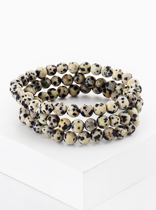 Set Of 3 Semi-Precious Natural Stone Bead Stackable Stretch Bracelet