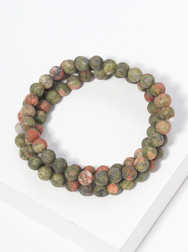 Set Of 3 Semi-Precious Natural Stone Bead Stackable Stretch Bracelet