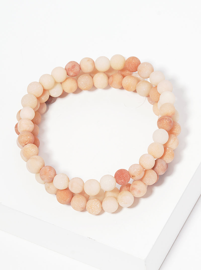Set Of 3 Semi-Precious Natural Stone Bead Stackable Stretch Bracelet