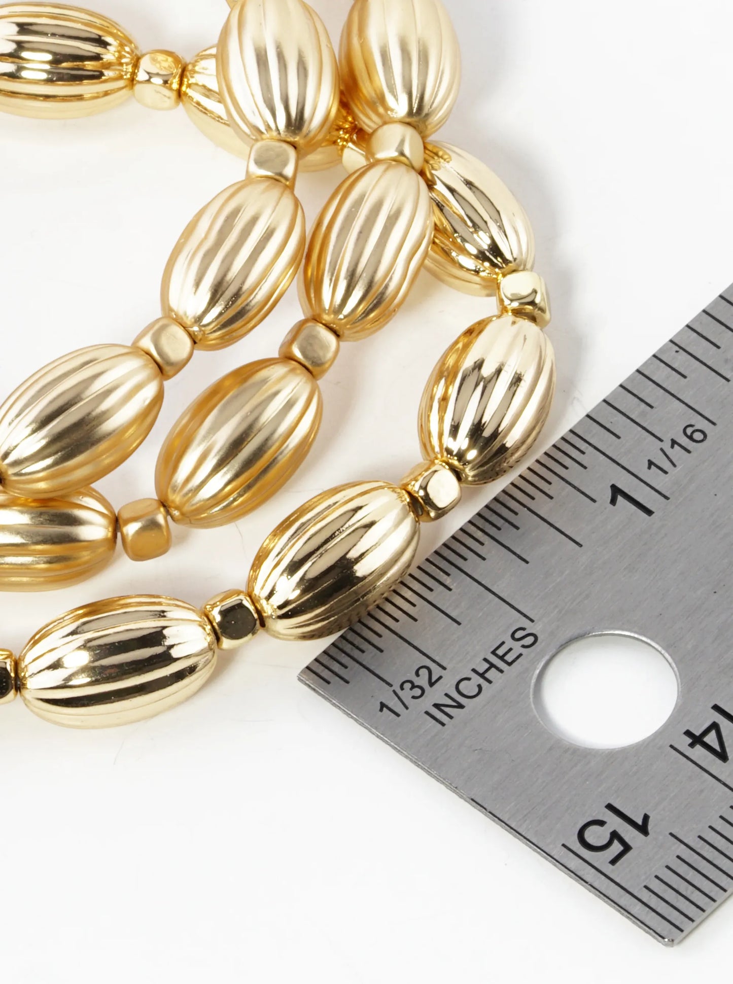 Set Of 3 Textured Oval Bead Stretch Stackable Bracelet