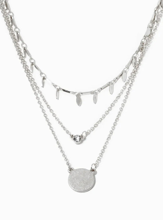 Set Of 3 Round Pendant Layered Necklace