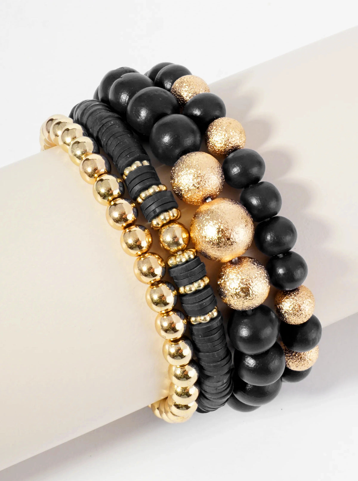 Set Of 4 Multi Beaded Stackable Stretch Bracelet
