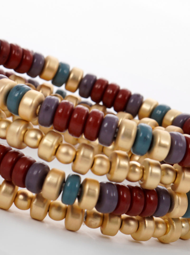 Set Of 4 Multi Beads Stretch Stackable Bracelet